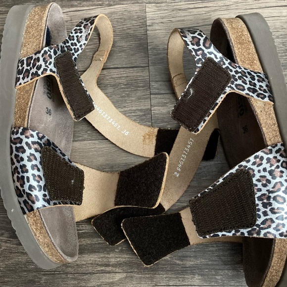 Mephisto Women's Cheetah Hook & Loop Sandals Size 6 Adjustable Leather - Picture 13 of 15